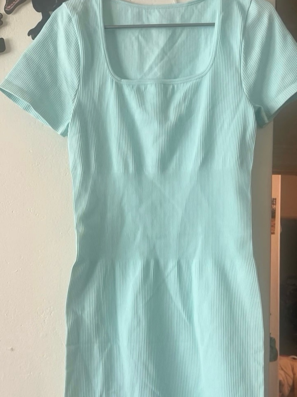 Women’s Scoop Neck Short Sleeve Ribbed Top - Mint